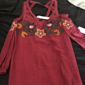 Violetta Embroidered Cold Shoulder Dress